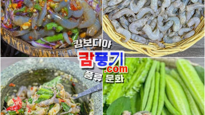 캄보디아 음식) 톤레삽 특산물 민물새우 샐러드